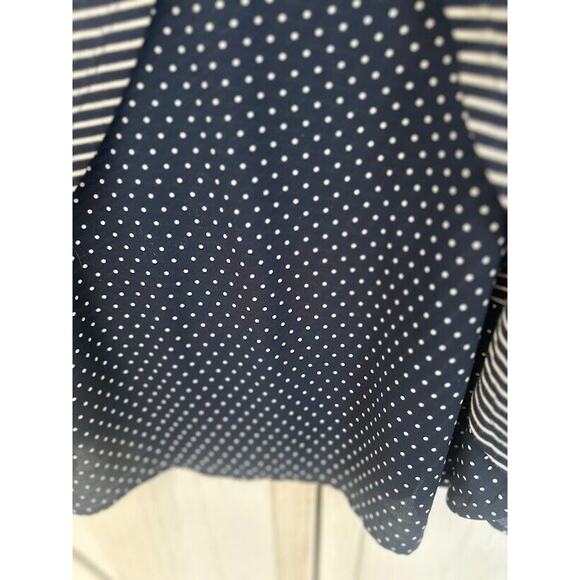 Cj Banks Womens Top Navy White Stripes Polka Dots XL Short Sleeves Plus Size 2X - Picture 5 of 10